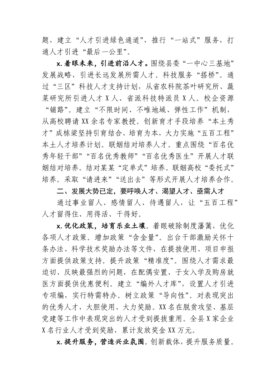 让人才各尽所能各展所长 各显风采在全县人才工作会议上的讲话.docx_第2页