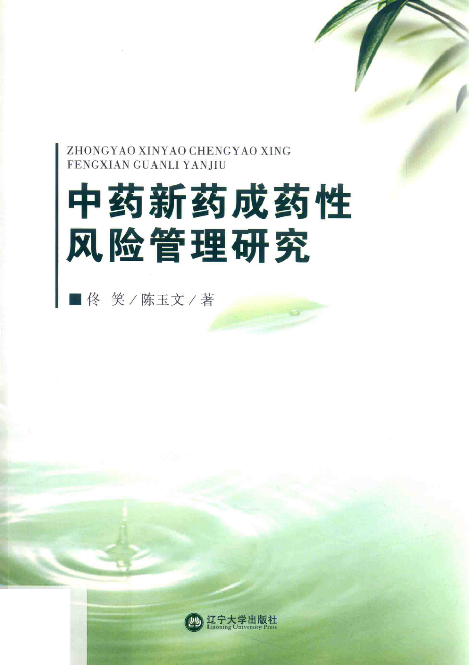 中药新药成药性风险管理研究_佟笑陈玉文著.pdf_第1页