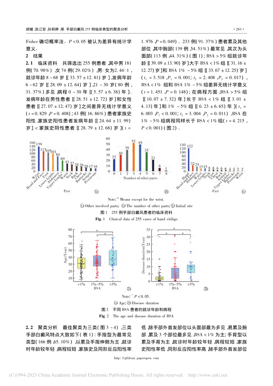 手部白癜风255例临床表型的聚类分析_胡媛.pdf_第3页