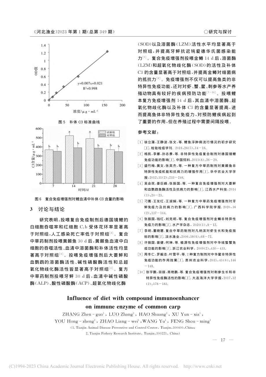 免疫增强剂对鲤血清中免疫酶指标的影响_张振国.pdf_第3页