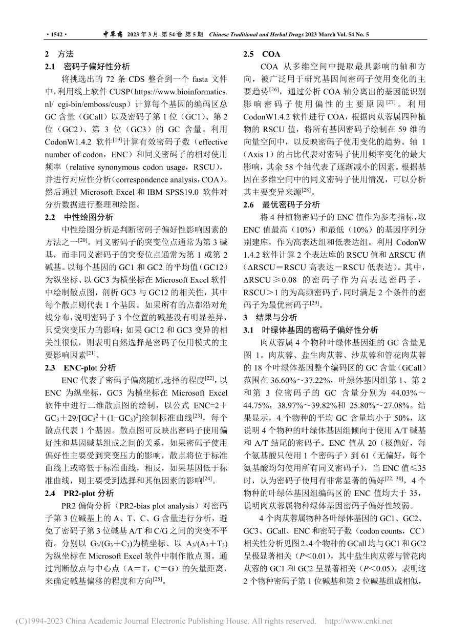 肉苁蓉属植物叶绿体基因组密码子偏好性分析_冯展.pdf_第3页