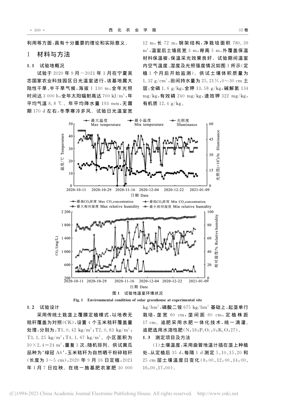 膜下秸秆覆盖的土壤水热效应...光温室黄瓜生长及产量的影响_王蓉.pdf_第2页