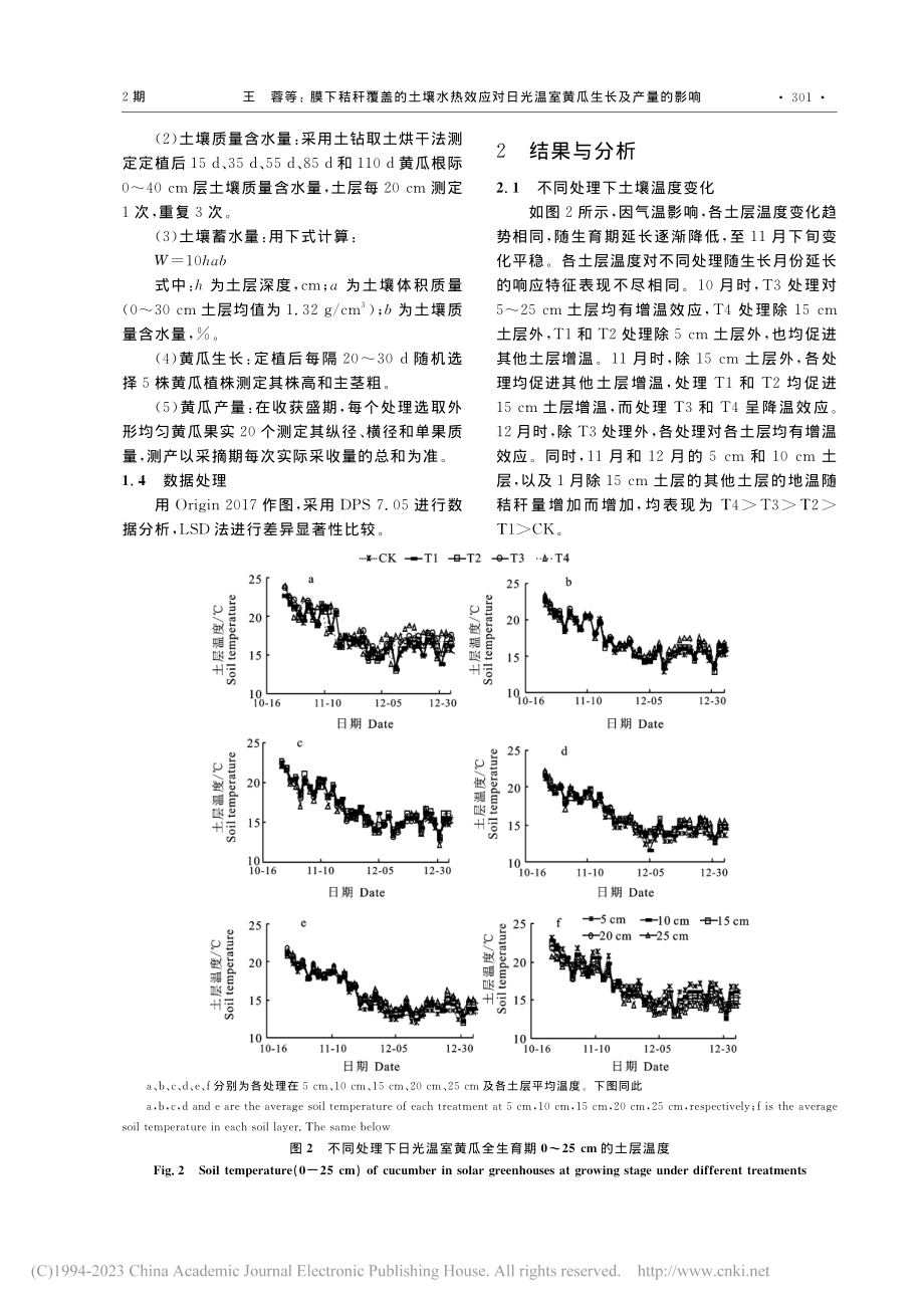 膜下秸秆覆盖的土壤水热效应...光温室黄瓜生长及产量的影响_王蓉.pdf_第3页