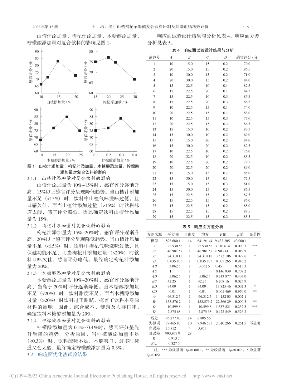 山楂枸杞苹果醋复合饮料研制及其降血脂功效评价_王培.pdf_第3页