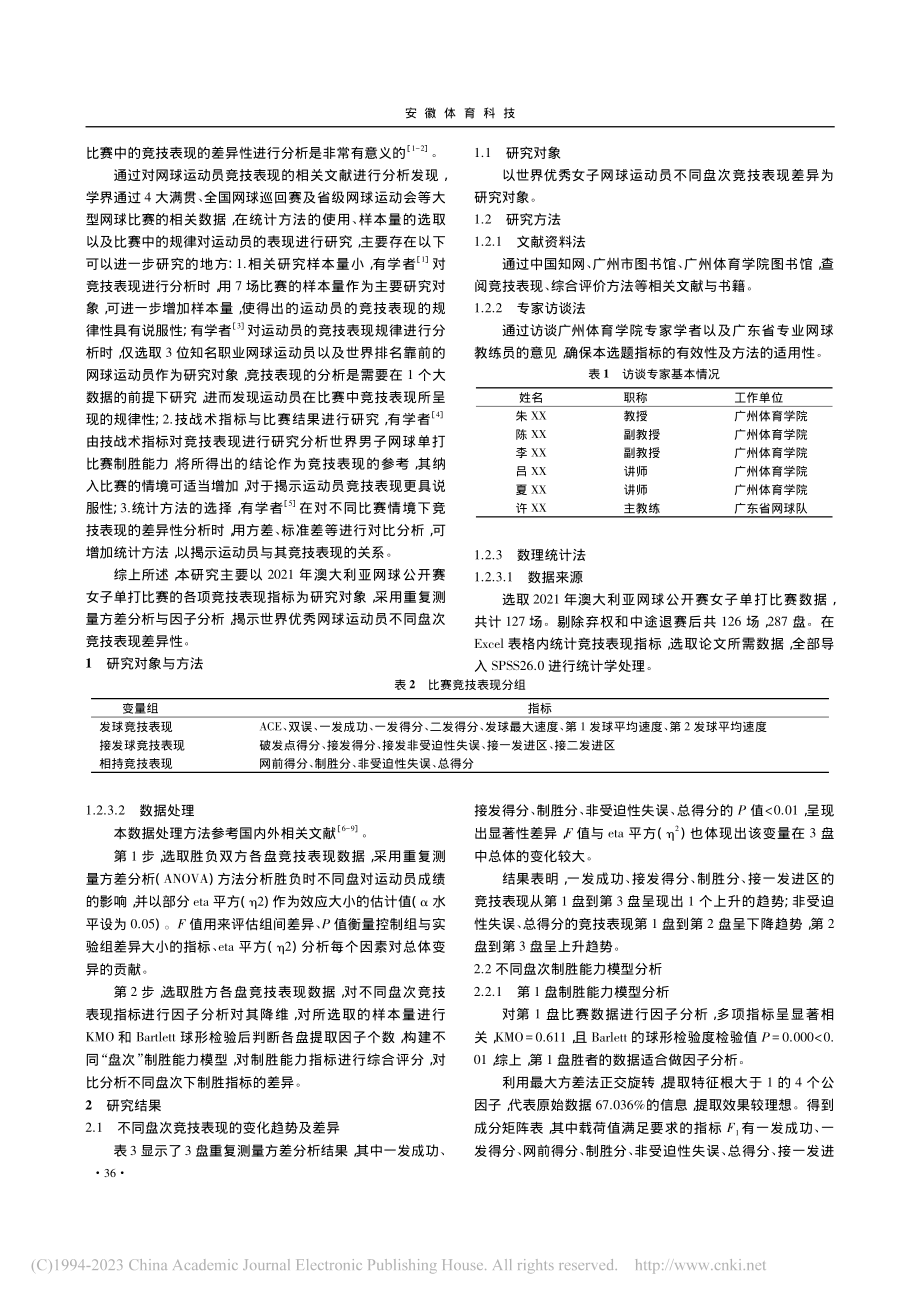 世界优秀女子网球运动员不同...1年澳大利亚网球公开赛为例_杨静.pdf_第2页