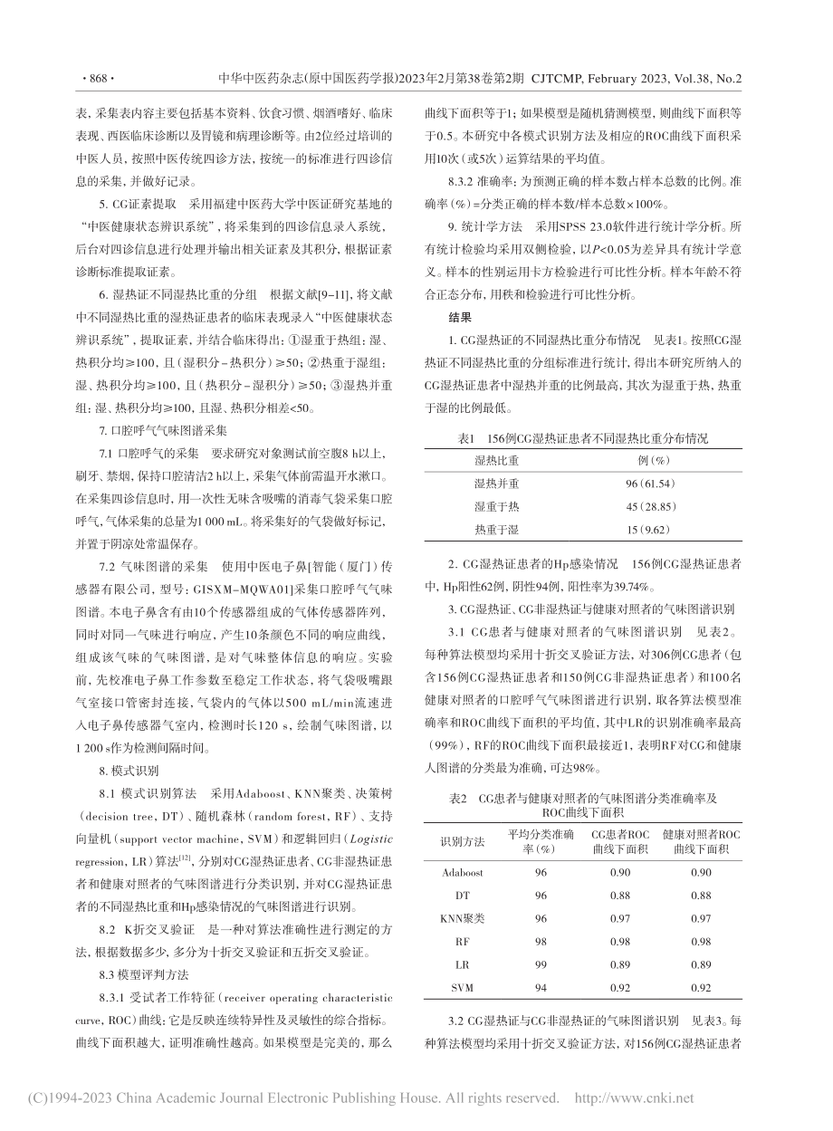 慢性胃炎湿热证患者的口腔呼气气味图谱识别_林雪娟.pdf_第3页