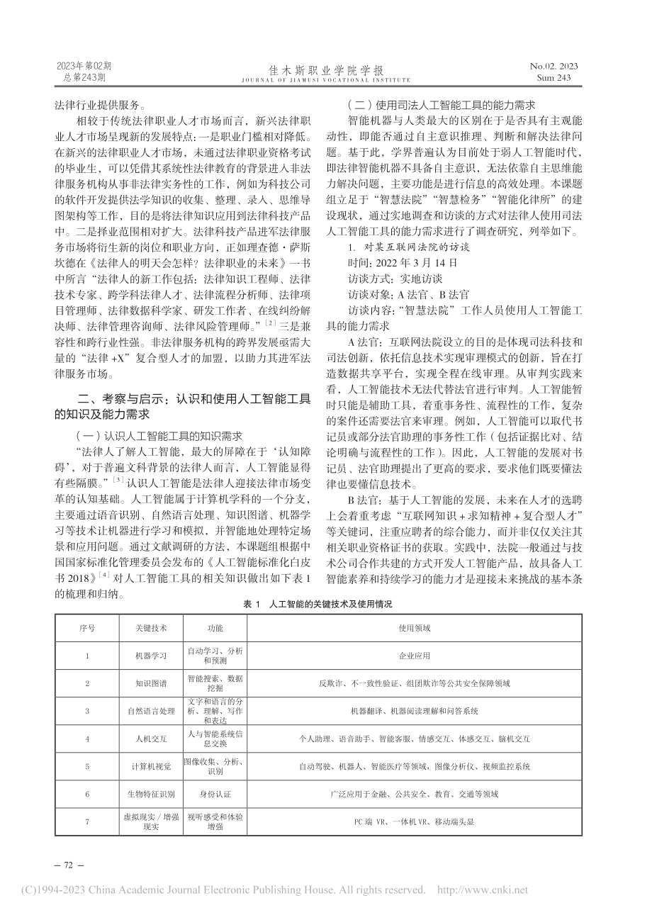 人工智能相关知识和能力的需...——以法律职业人才市场为例_黄随.pdf_第2页