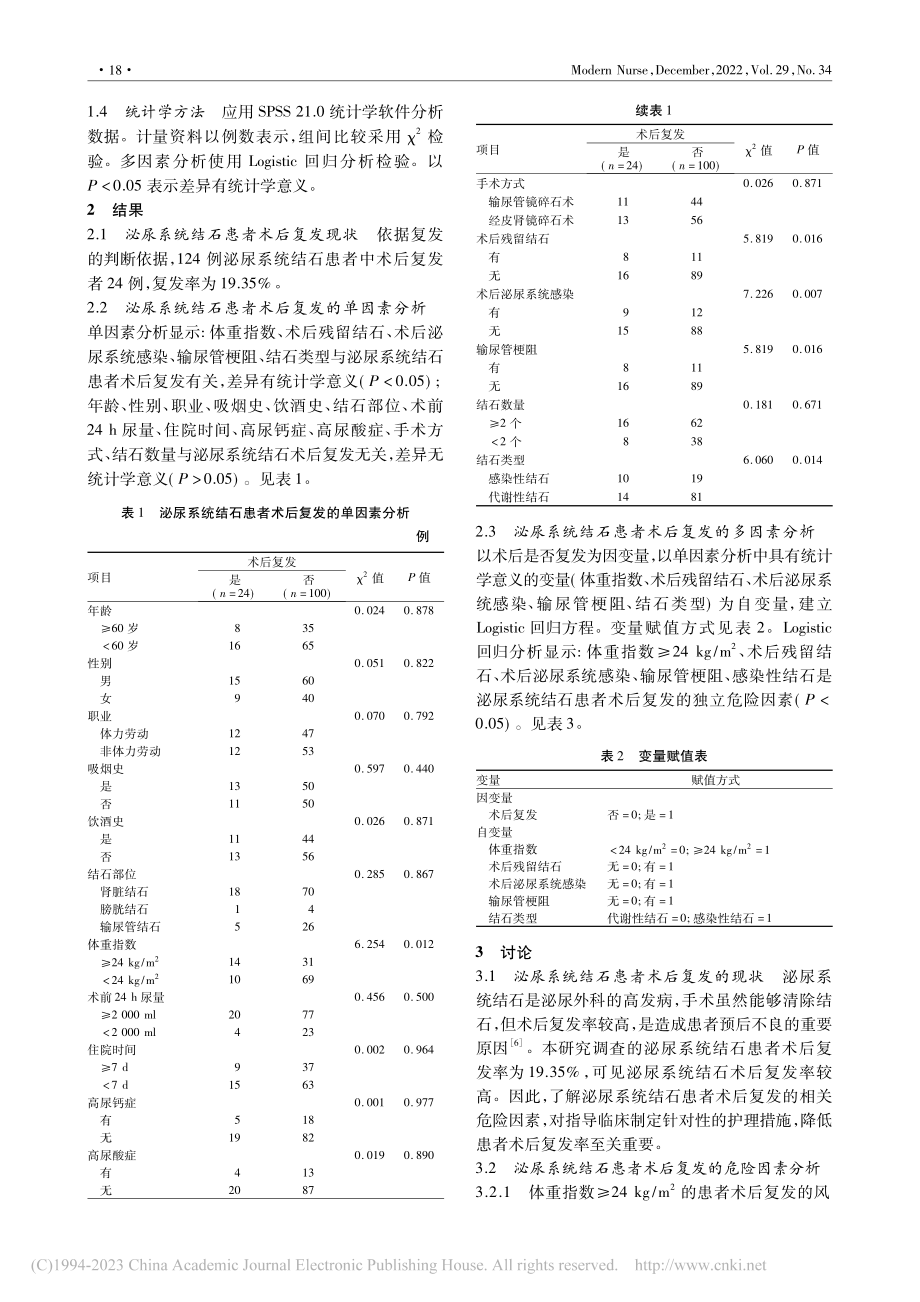 泌尿系统结石患者术后复发的现状及相关危险因素分析_黄慧姣.pdf_第2页