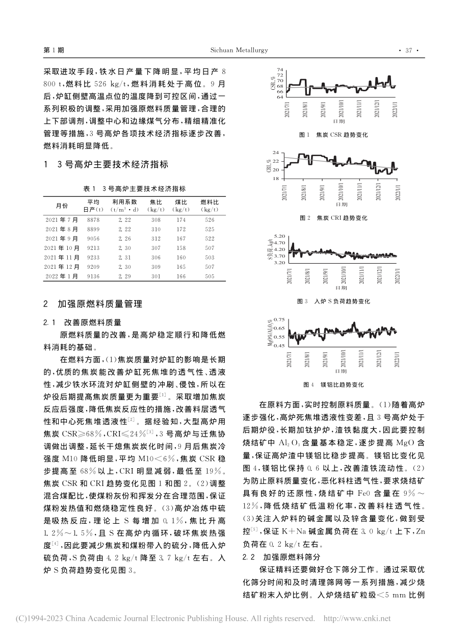 首钢股份3号高炉炉役后期降低燃料消耗实践_张俊伟.pdf_第2页