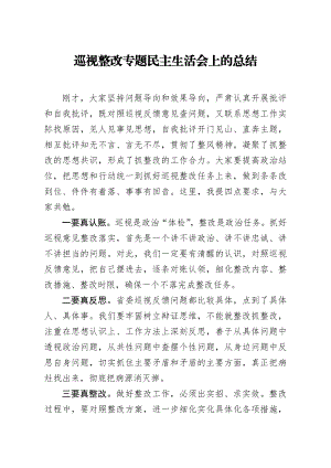 608、巡视整改专题民主生活会上的总结.docx