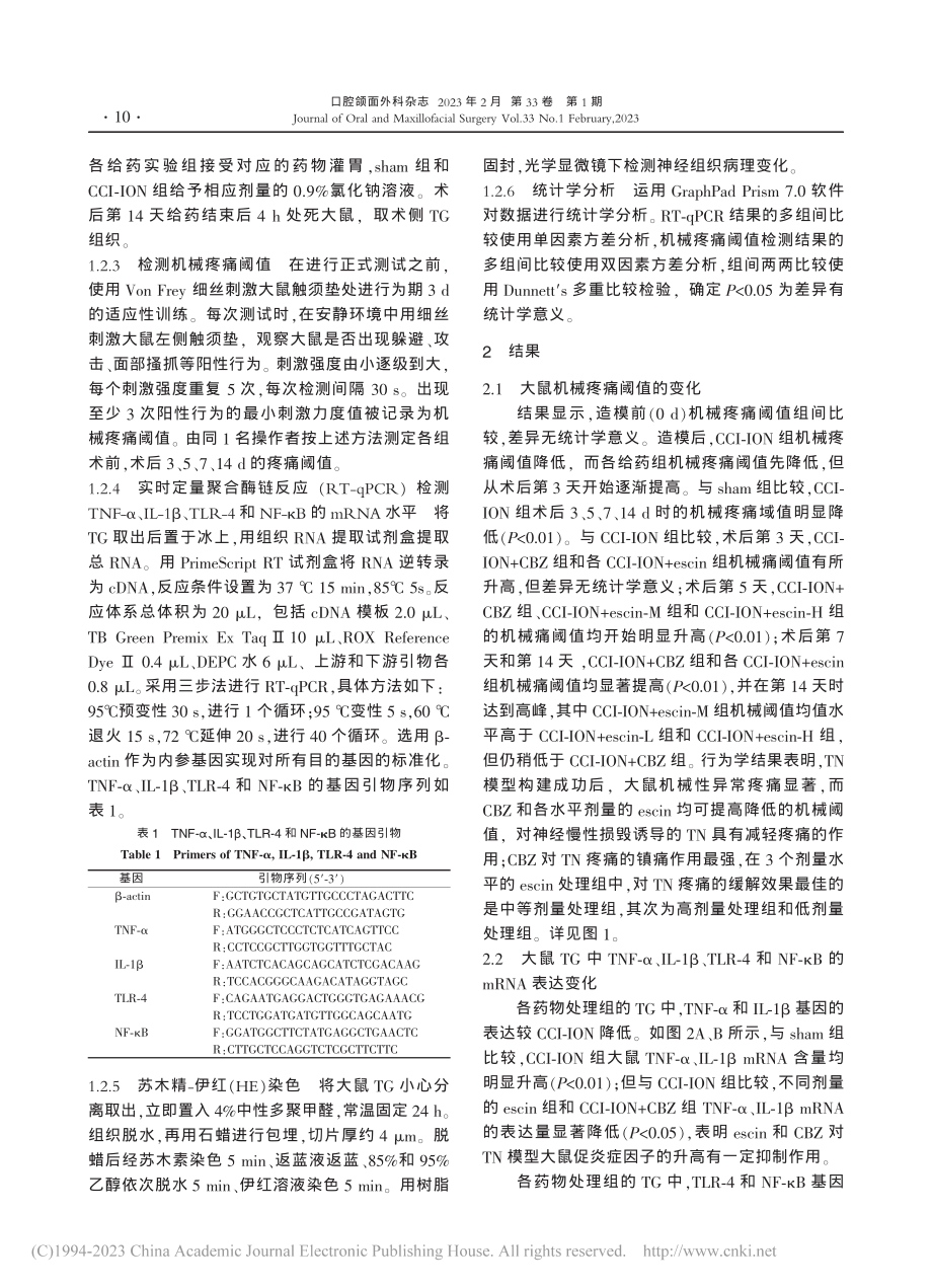 七叶皂苷对大鼠三叉神经痛的改善作用_王蕊.pdf_第3页