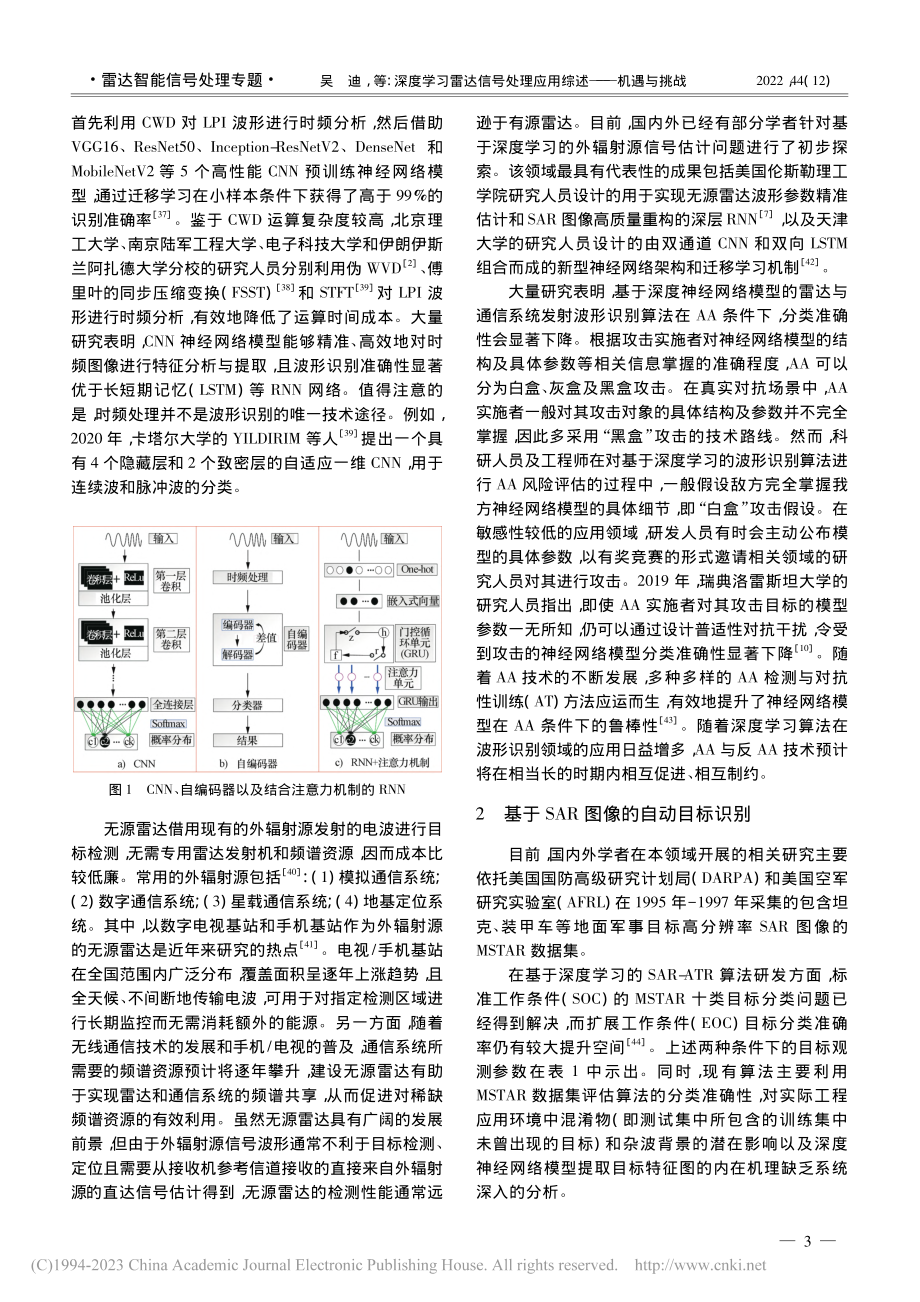 深度学习雷达信号处理应用综述——机遇与挑战_吴迪.pdf_第3页