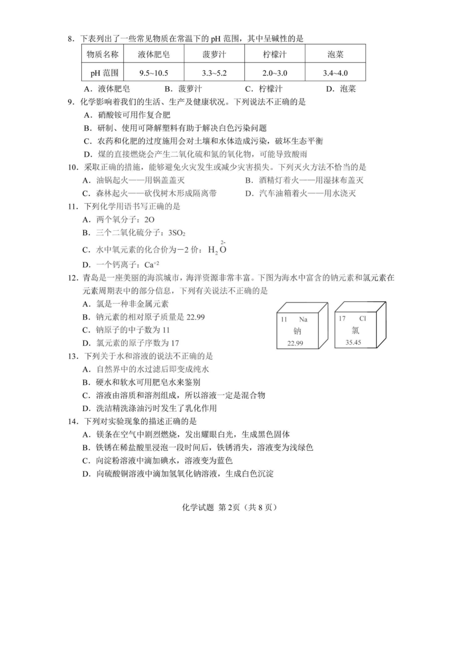 2016年青岛中考化学试题.pdf_第2页