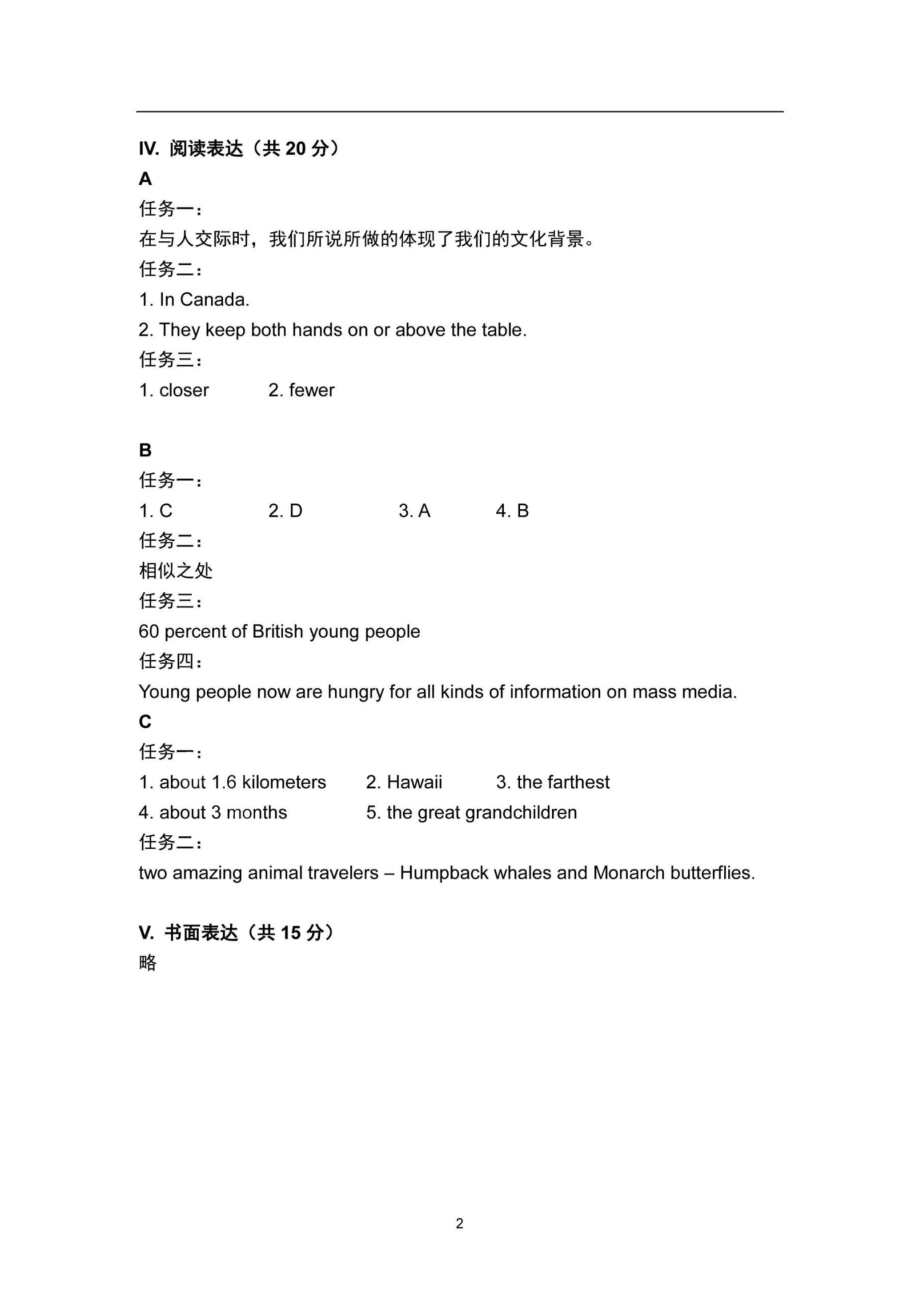 2017年青岛中考英语试题答案.pdf_第2页