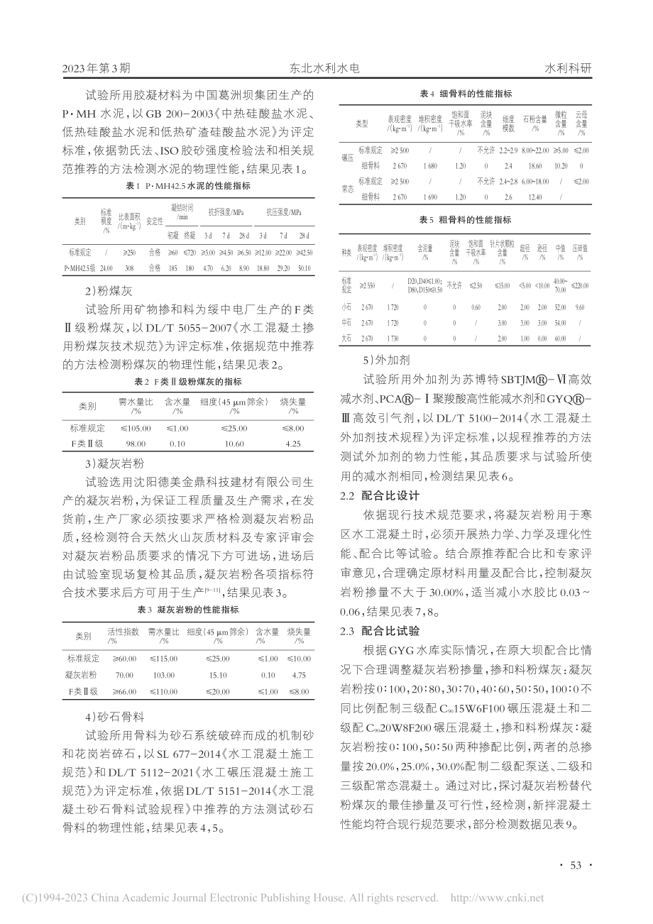 掺凝灰岩粉的水工混凝土在北方寒区的试验研究_孙凯.pdf_第2页