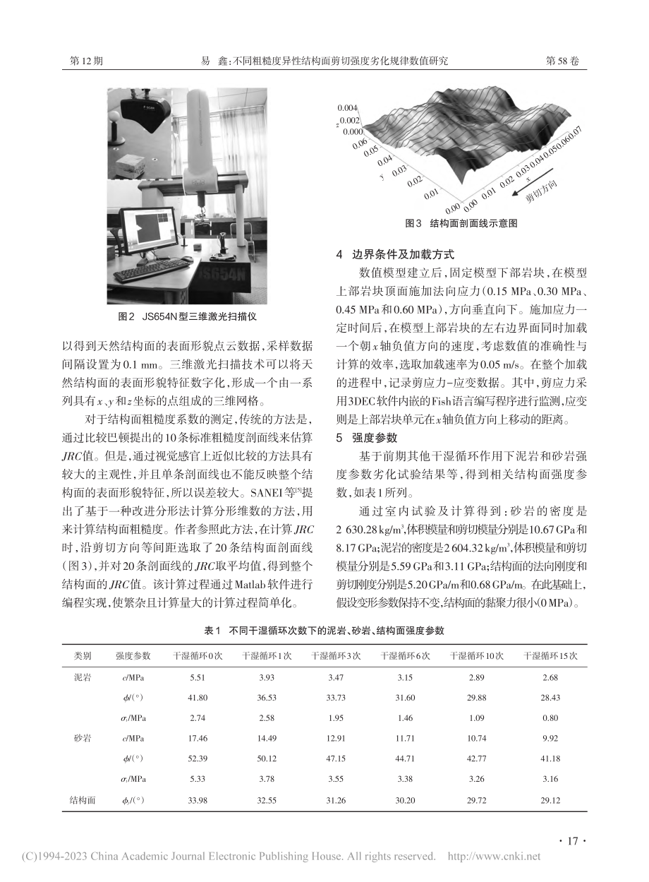 不同粗糙度异性结构面剪切强度劣化规律数值研究_易鑫.pdf_第2页