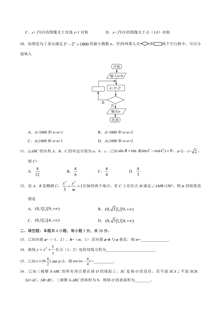 2017年新课标Ⅰ文数高考试题（含答案）.doc_第3页