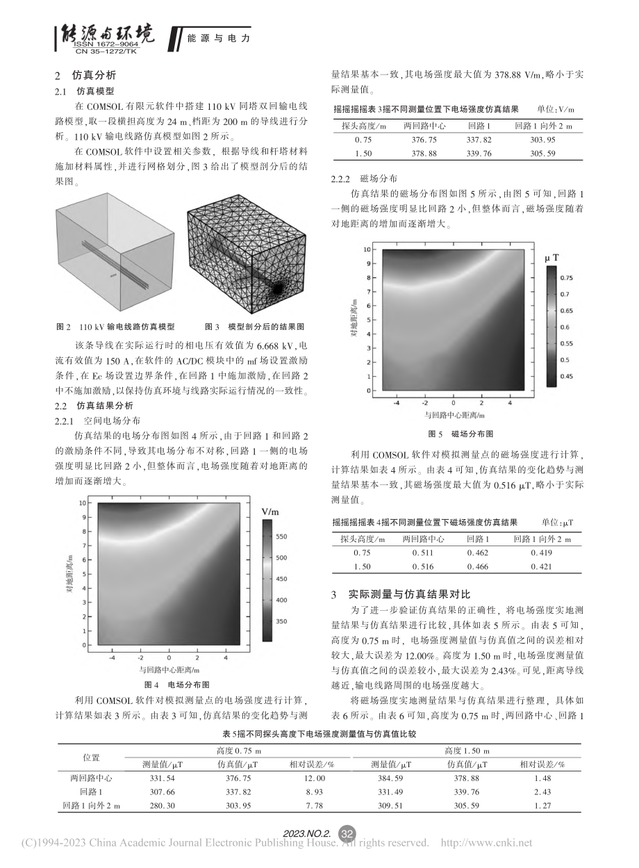 110_kV输电线路电磁环境测量与仿真分析_韦立.pdf_第2页