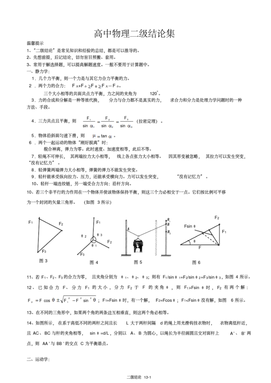 高中物理二级结论(超全).pdf_第1页