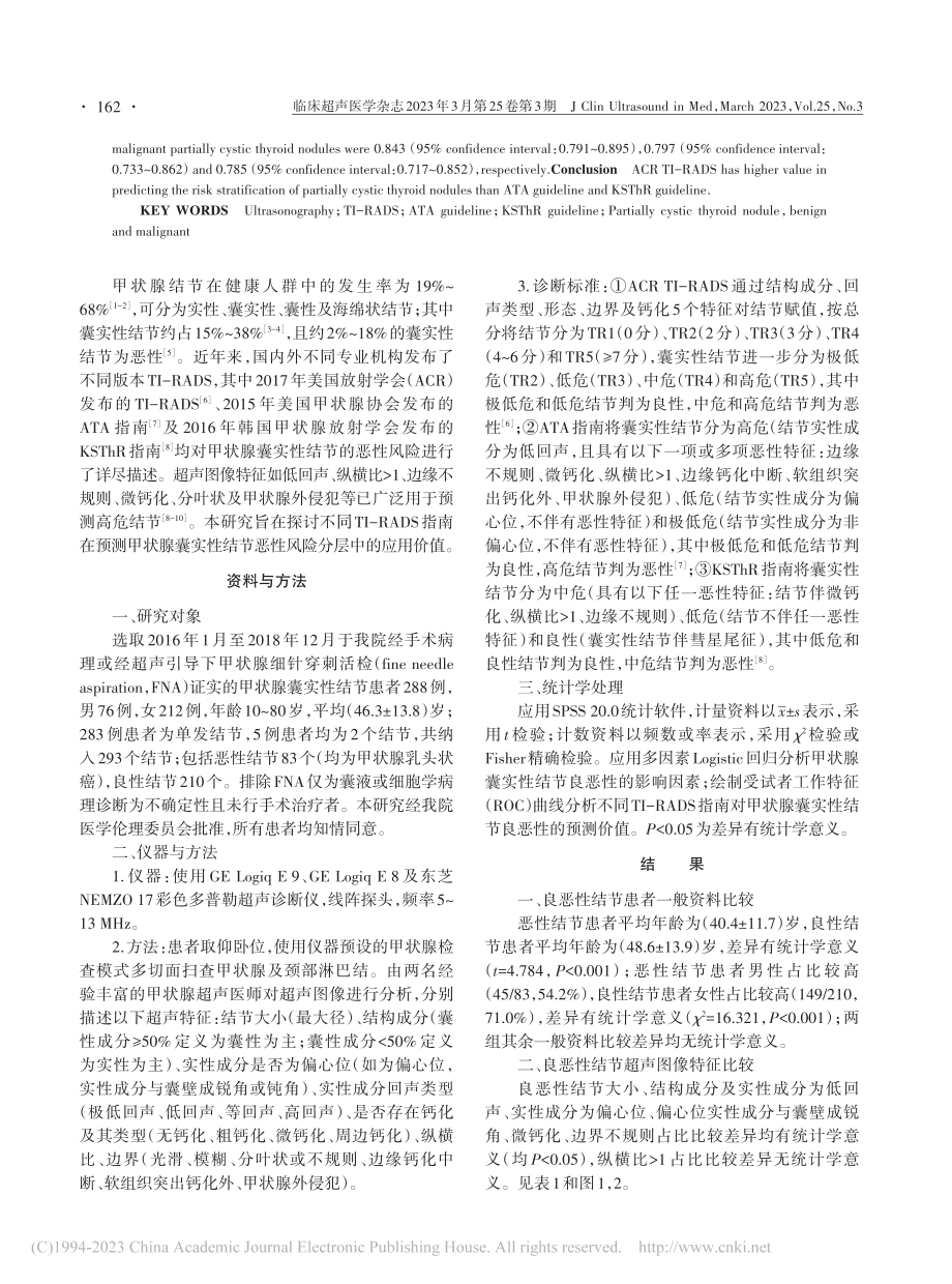 不同TI-RADS指南预测...恶性风险分层价值的对比研究_刘淑.pdf_第2页