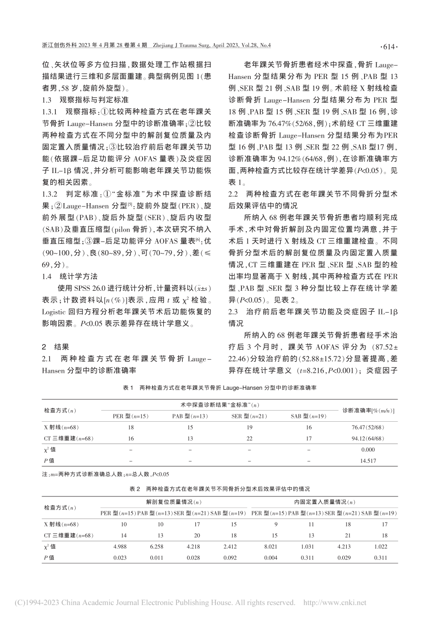 CT三维重建在老年踝关节骨...及术后效果评估中的价值研究_朱国萍.pdf_第3页