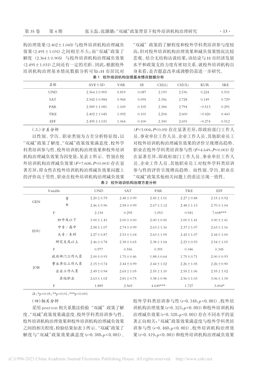 “双减”政策背景下校外培训...——基于H市的社会调查分析_张玉磊.pdf_第3页