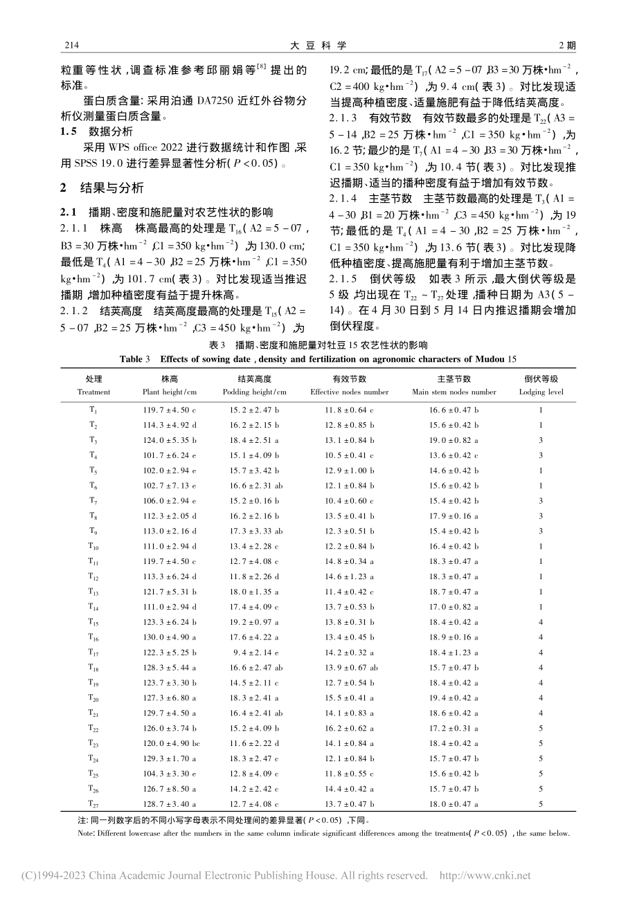 播期、密度及施肥量对牡豆1...要农艺性状和光合特性的影响_刘长远.pdf_第3页