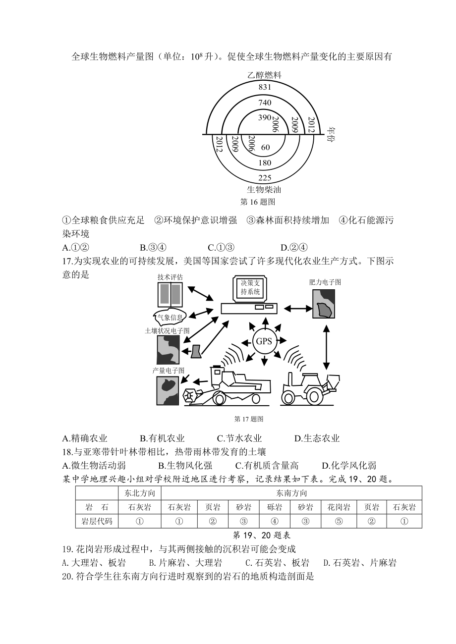 2015年浙江省选考地理试题及答案.doc_第3页