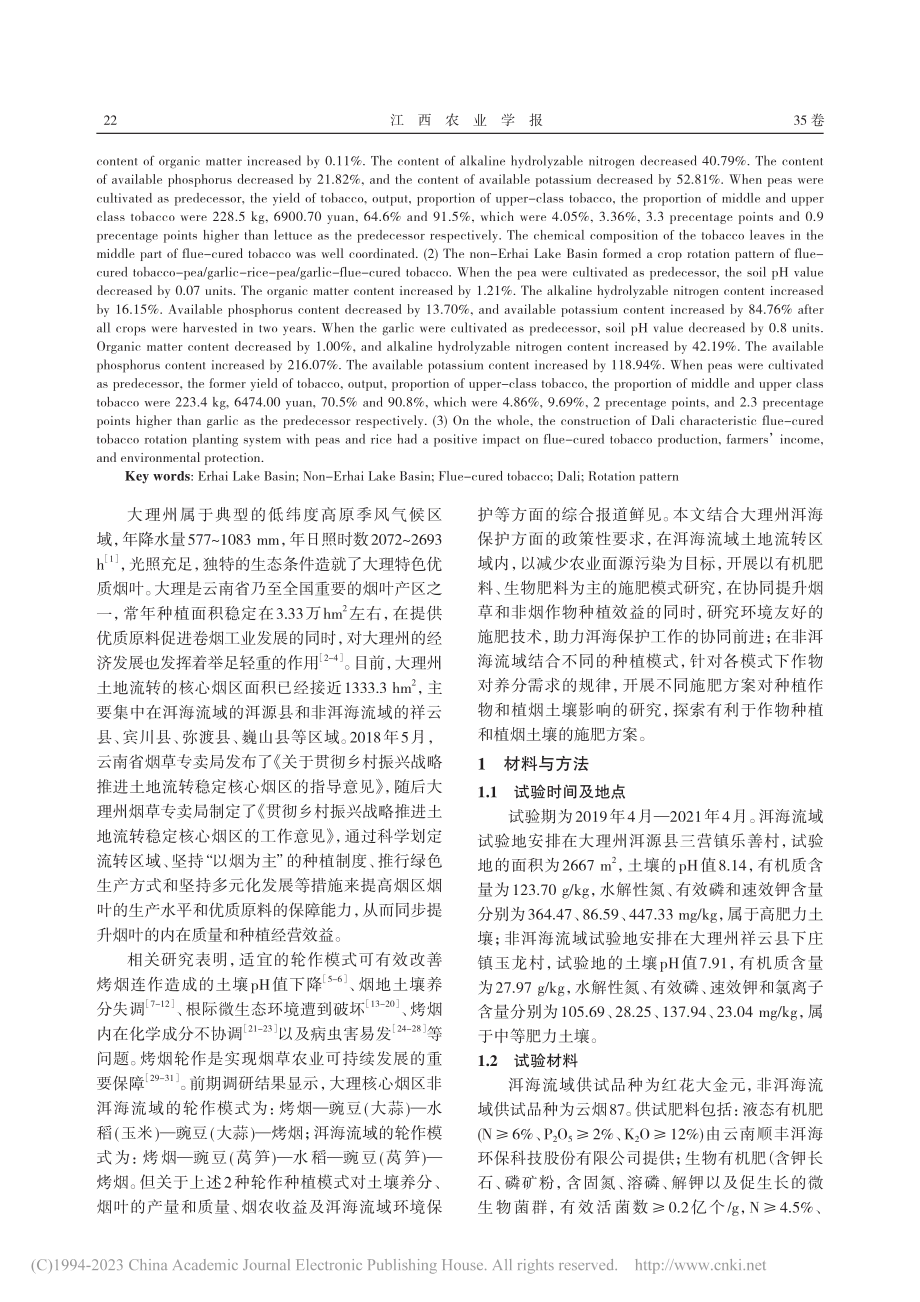 不同轮作模式对大理烤烟生产的影响_孙军伟.pdf_第2页