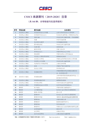 CSSCI 来源期刊（2019-2020）目录.pdf