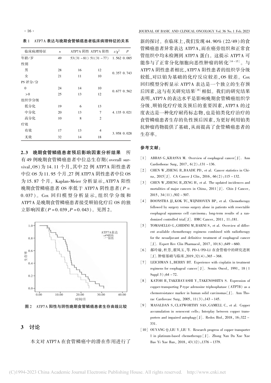 ATP7A蛋白在晚期食管鳞癌组织中的表达及临床意义_李壮华.pdf_第3页