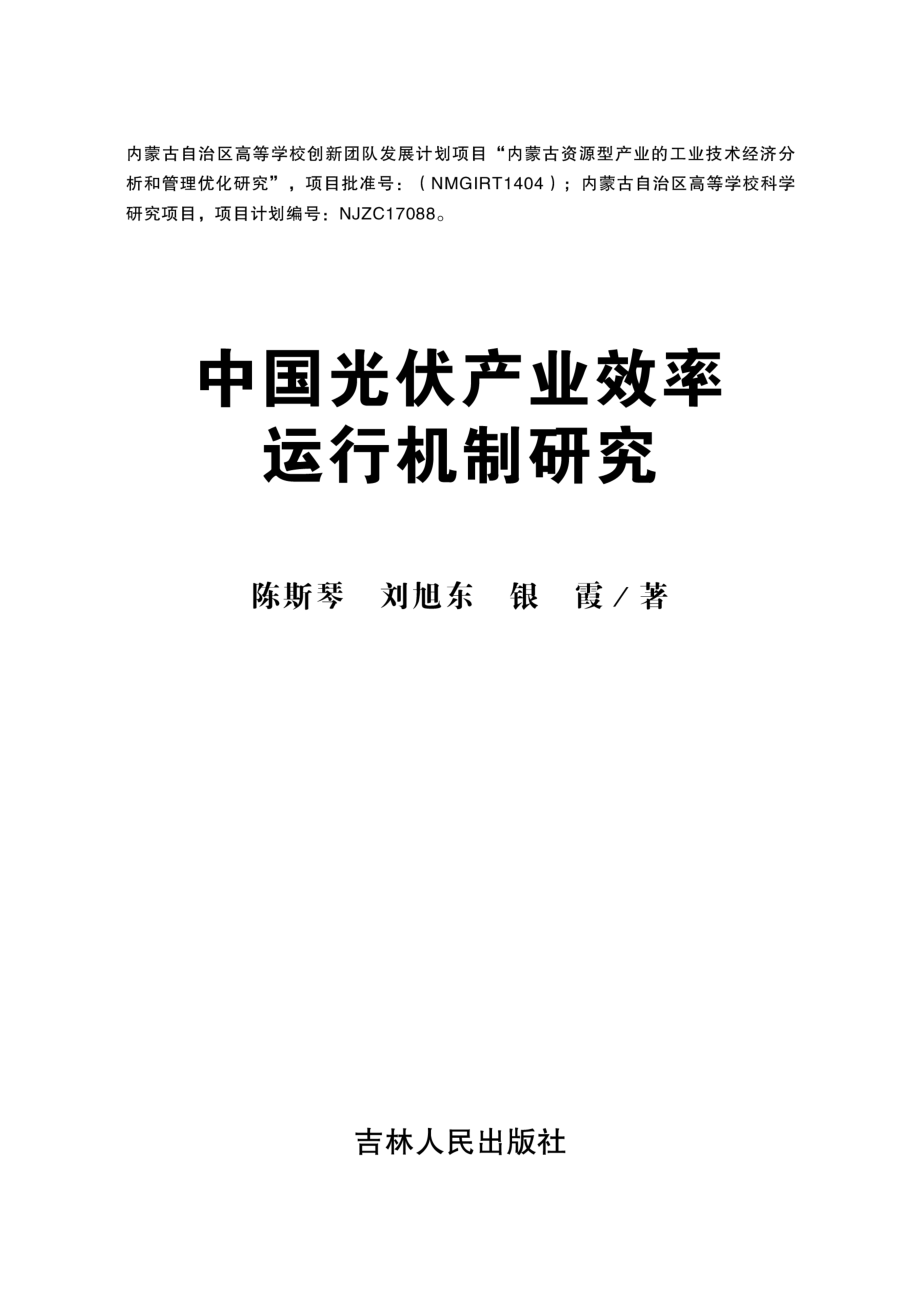 中国光伏产业效率运行机制研究_陈斯琴刘旭东银霞著.pdf_第2页