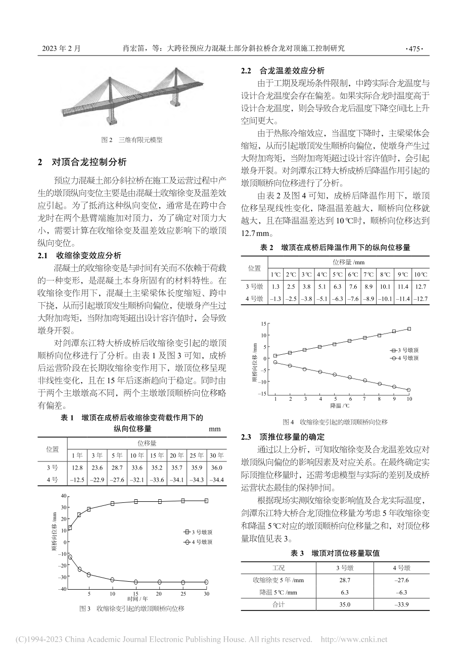 大跨径预应力混凝土部分斜拉桥合龙对顶施工控制研究_肖宏笛.pdf_第2页