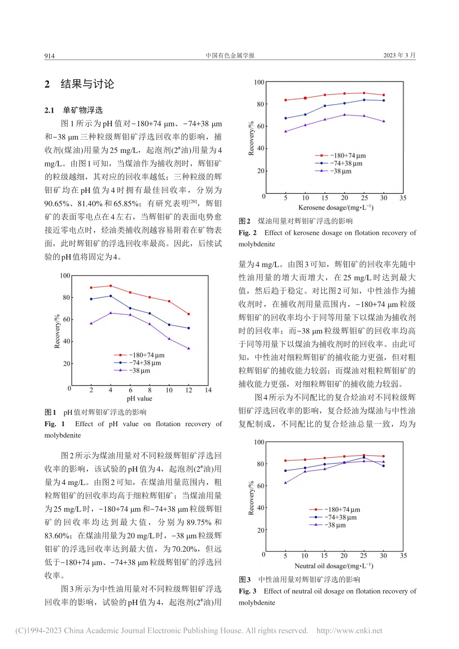 复合烃油对不同粒级辉钼矿的浮选强化机理及应用_刘润清.pdf_第3页