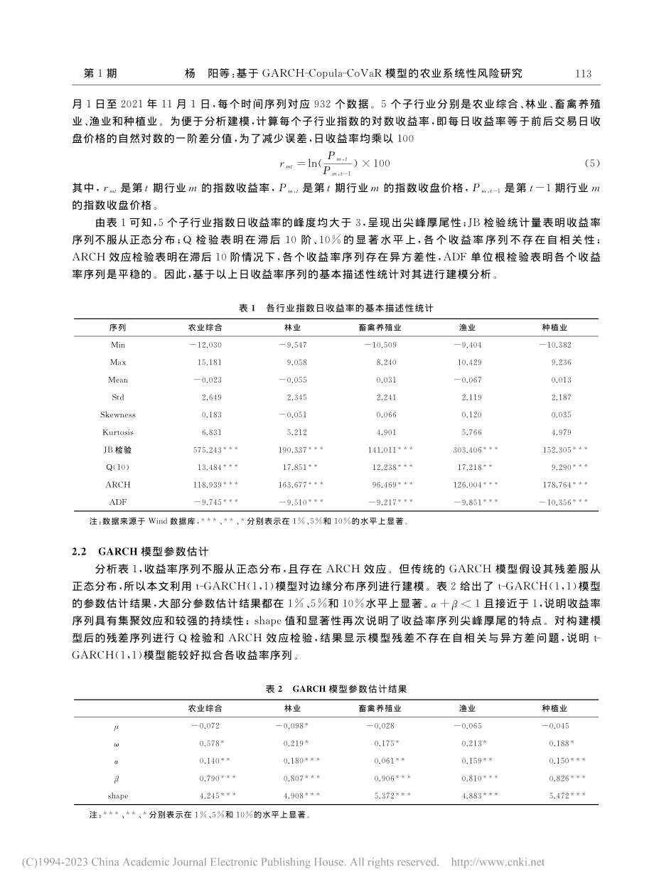 基于GARCH-Copul...R模型的农业系统性风险研究_杨阳.pdf_第3页