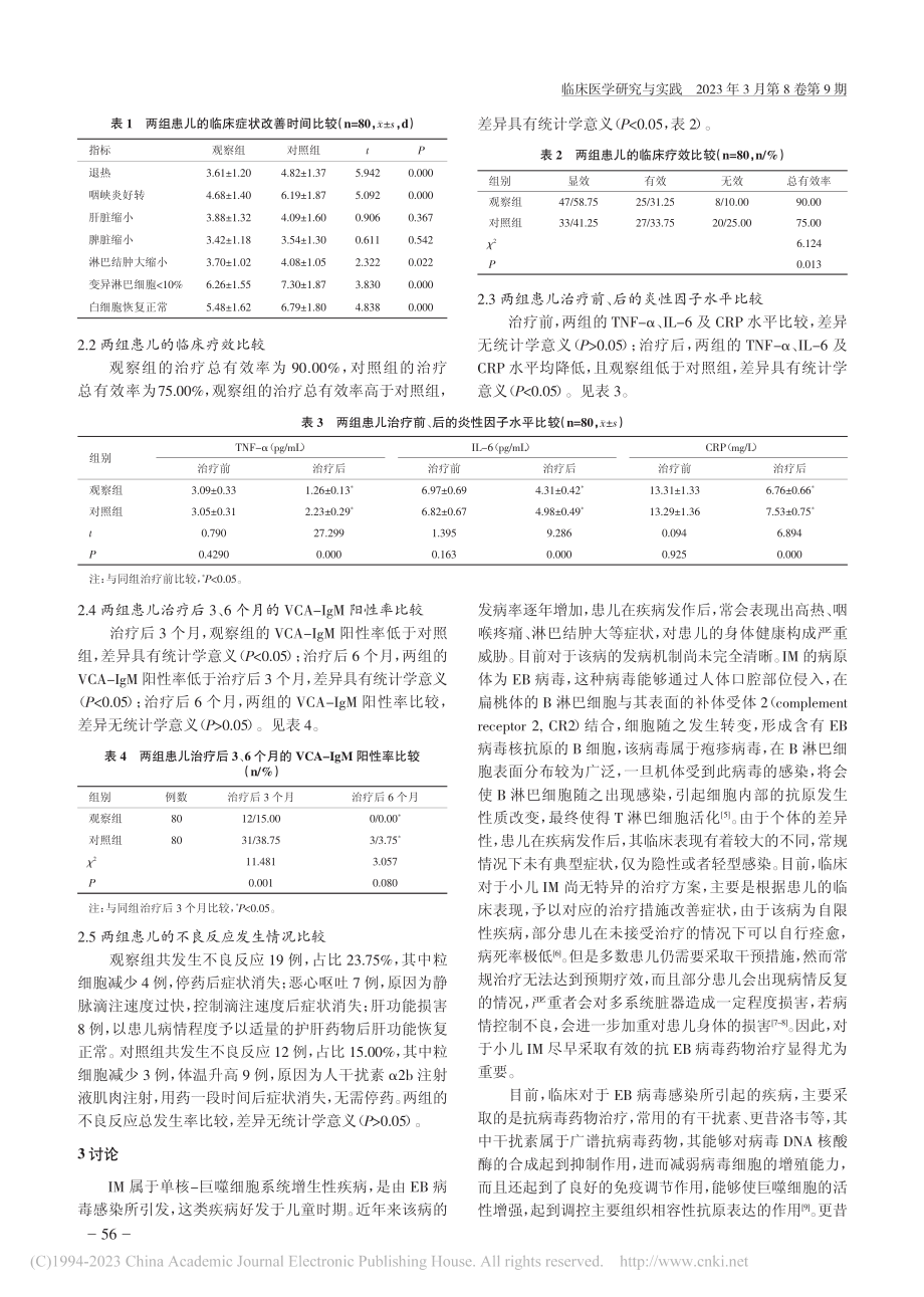 更昔洛韦与干扰素治疗小儿传...增多症的有效性和安全性比较_杜秋燕.pdf_第3页