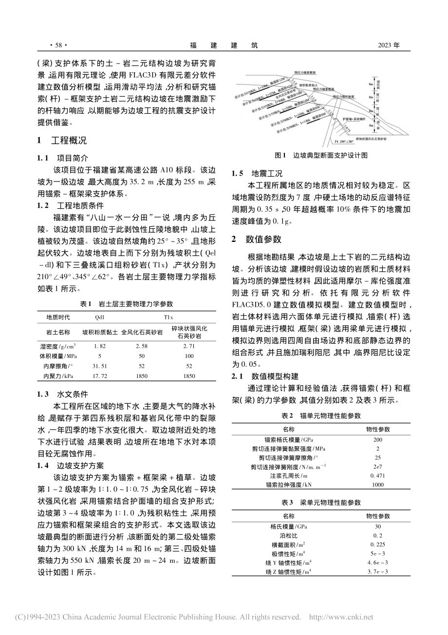 地震激励下某土岩二元结构边坡锚索轴力响应探析_卢伟平.pdf_第2页