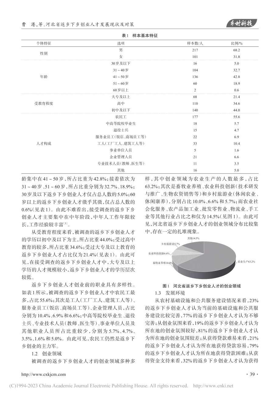 河北省返乡下乡创业人才发展现状及对策_曹港.pdf_第2页