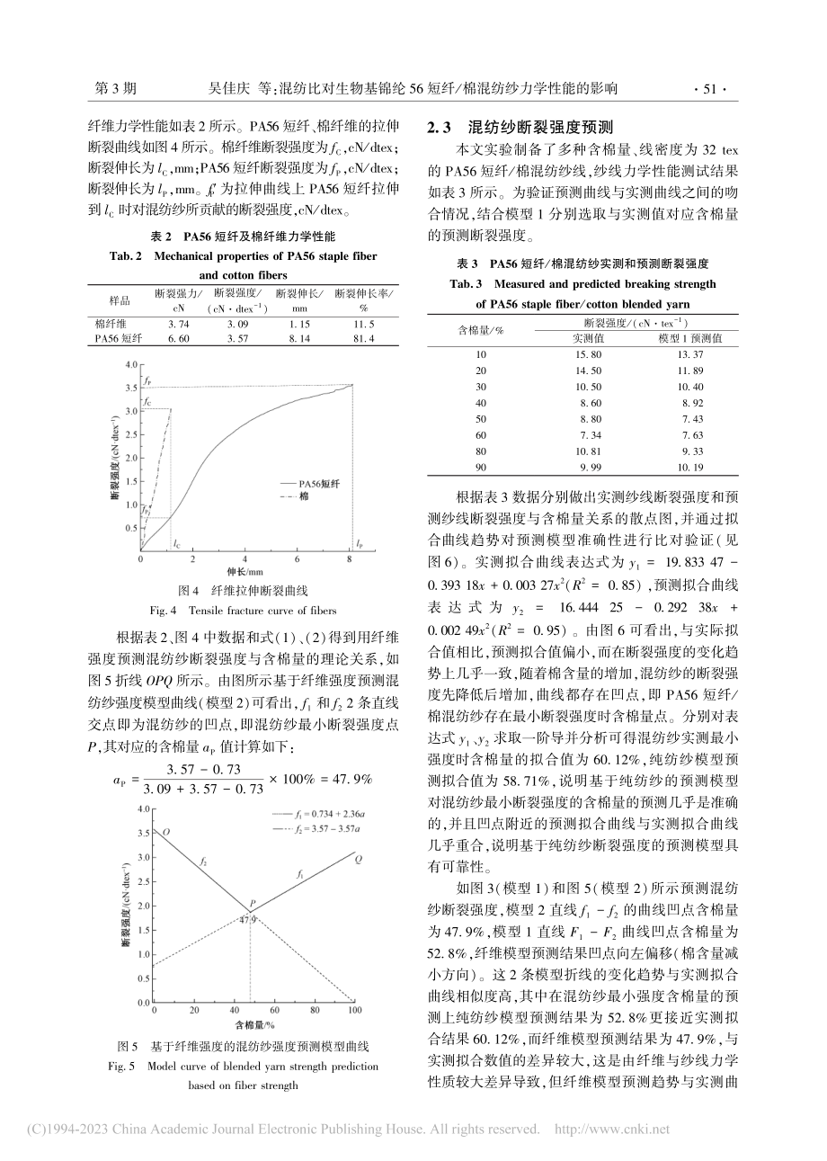 混纺比对生物基锦纶56短纤_棉混纺纱力学性能的影响_吴佳庆.pdf_第3页