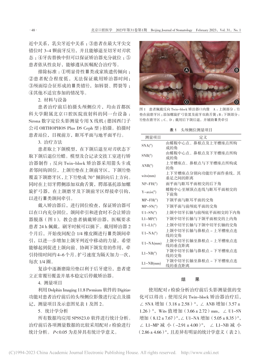 反向Twin-block矫...Ⅲ类错畸形的临床疗效观察_李安然.pdf_第2页