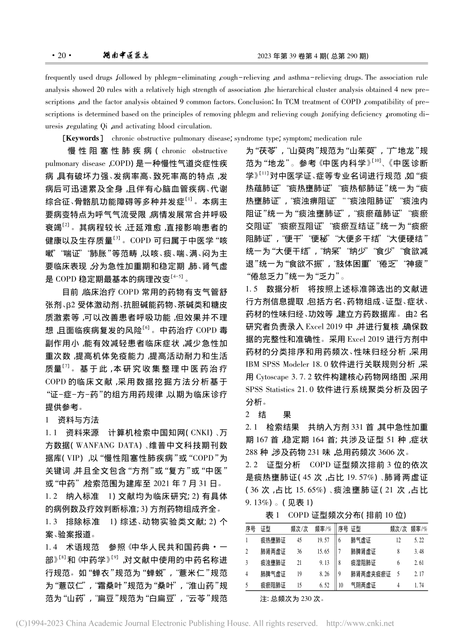 基于“证-症-方-药”的慢性阻塞性肺疾病用药规律研究_杨萍.pdf_第2页