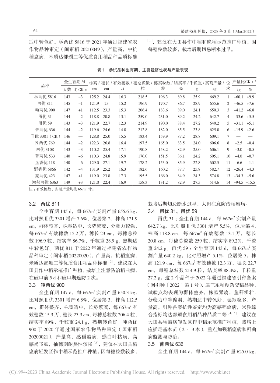 大田县优质中稻新品种试验初报_杨朝磅.pdf_第3页