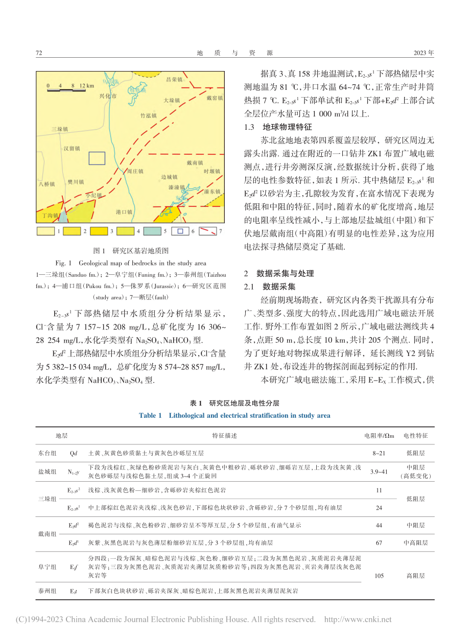 广域电磁法在苏北盆地厚覆盖区地热勘查中的应用_崔健.pdf_第3页