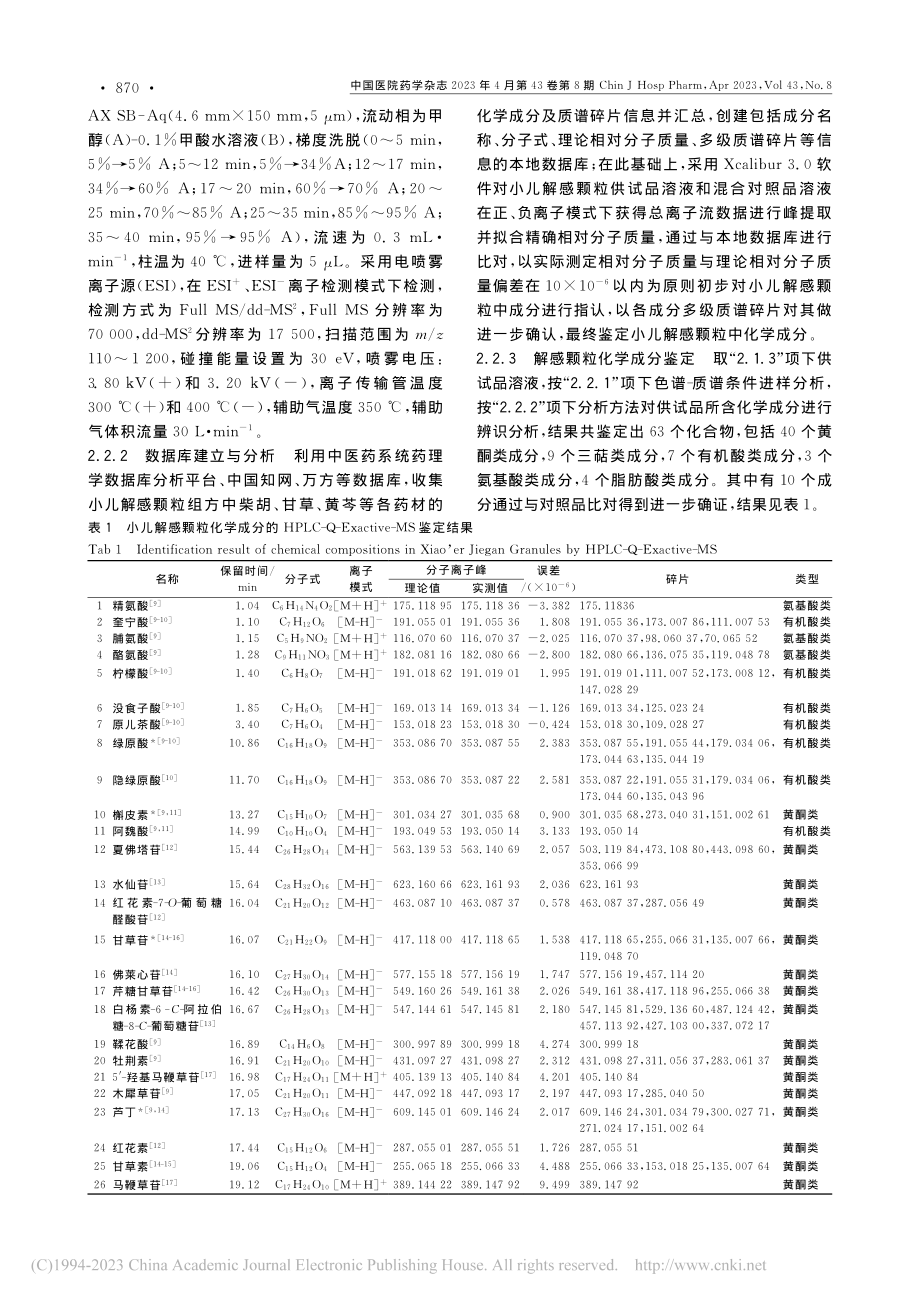 基于HPLC-Q-Exac...小儿解感颗粒定性与定量分析_李君.pdf_第3页