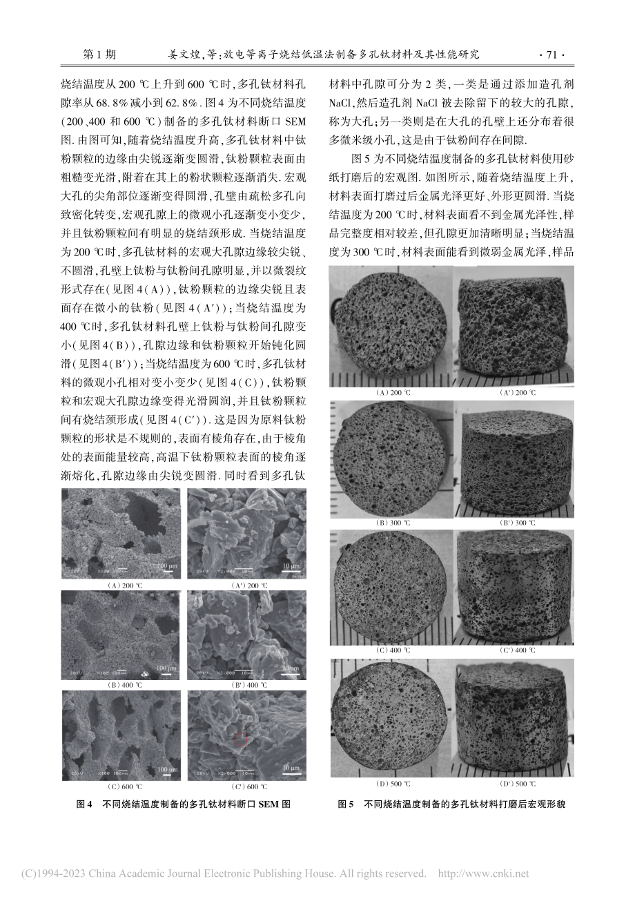 放电等离子烧结低温法制备多孔钛材料及其性能研究_姜文煌.pdf_第3页