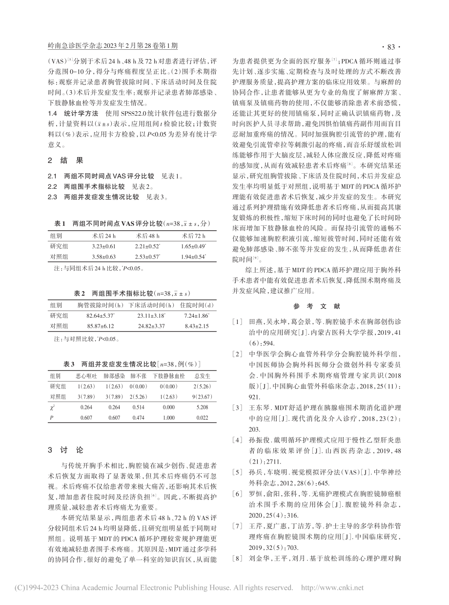 基于MDT的循环护理对胸外手术围术期疼痛的影响_程领.pdf_第2页