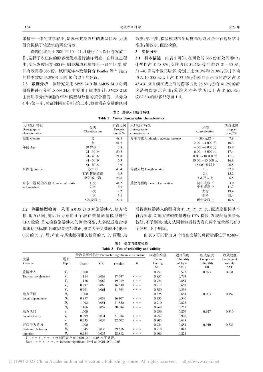 共享农庄消费者旅游涉入对游...赖、地方认同的中介作用研究_张磊玲.pdf_第3页