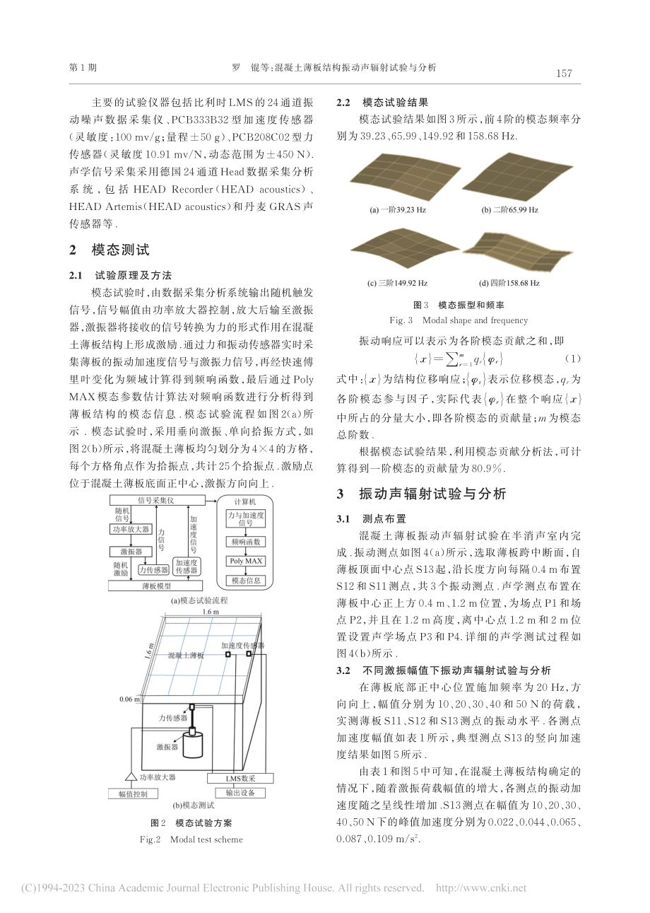 混凝土薄板结构振动声辐射试验与分析_罗锟.pdf_第3页