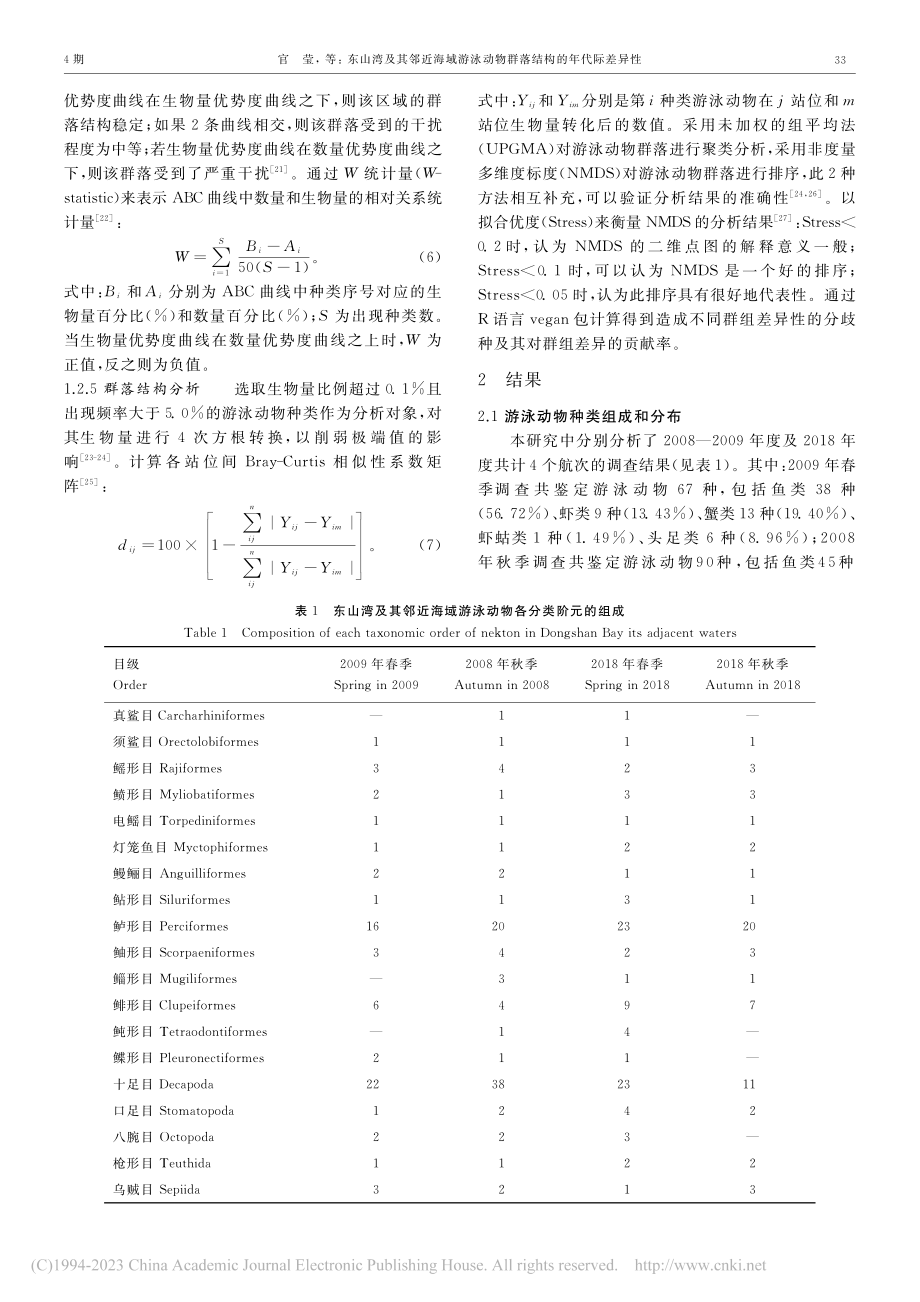 东山湾及其邻近海域游泳动物群落结构的年代际差异性_官莹.pdf_第3页