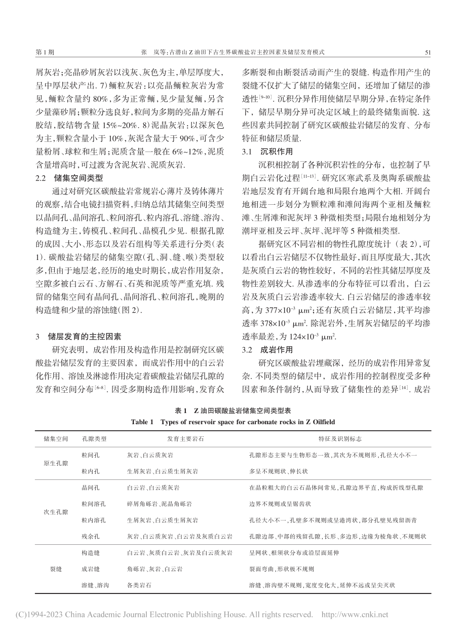 古潜山Z油田下古生界碳酸盐岩主控因素及储层发育模式_张岚.pdf_第3页